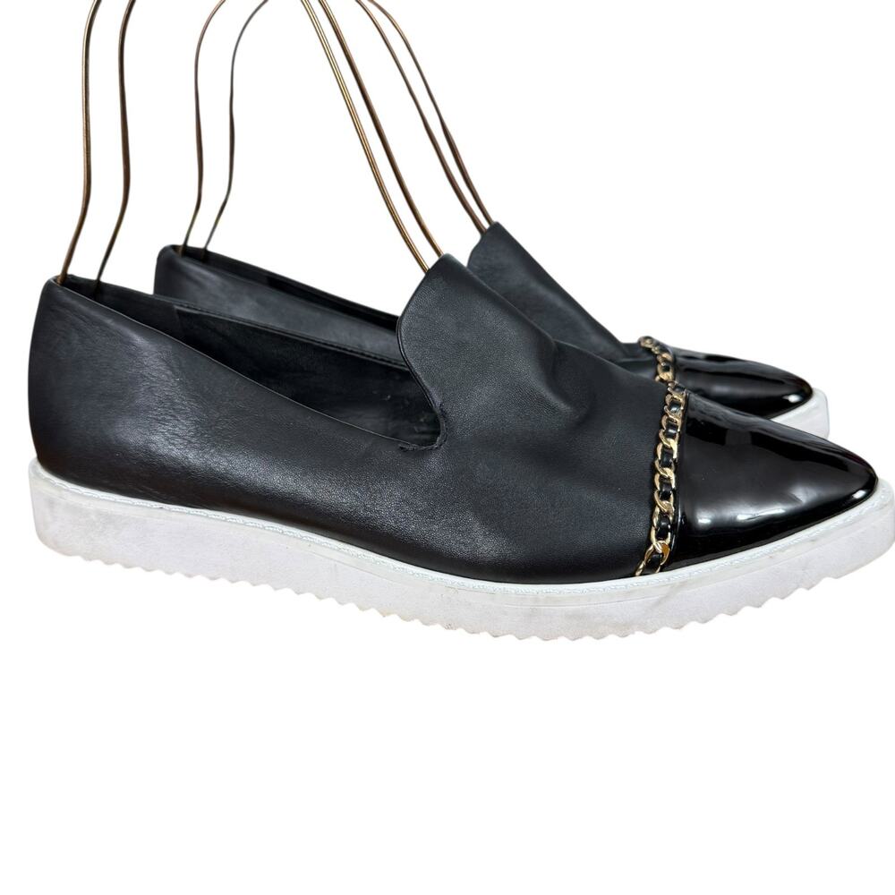 Karl Lagerfeld Paris Caralee Womens Leather Point Toe Slip On Black Shoes 9.5